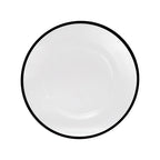 Thumbnail image #1 for Kadra Kitchenware Vikko Decor VD-1001-B 10" Round China Dinner Plate, Clear with Black Rim Case of 18