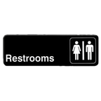 Thumbnail image #1 for Thunder Group PLIS9315BK Restrooms Information Sign, 9" x 3", Self-Adhesive, White Lettering on Black Background Case of 144