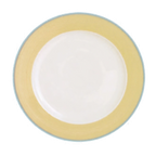 Thumbnail image #1 for Tableware Solutions USA Cosmo by Continental 55COYEL009 Round China Plate, 7-4/5" Diameter, Wide Rim, White with Yellow Rim Case of 24
