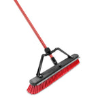 Thumbnail image #1 for Libman Commercial 1230 24" Red Multi-Surface Push Broom with Synthetic Squeegee Blade and Steel Handle Case of 4