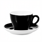 Thumbnail image #1 for CAC China E-75-BLK Porcelain Coffee Cup and Saucer Set, 7-1/2 oz., Black/Super White Case of 36
