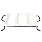 Thumbnail image #1 for CAC China BF BF-G313 Porcelain GN 1/3 Food Pan Set with 3 Pans and Divided Rack, 12-3/4 x 6-7/8 x 2-1/2 in Case of 4