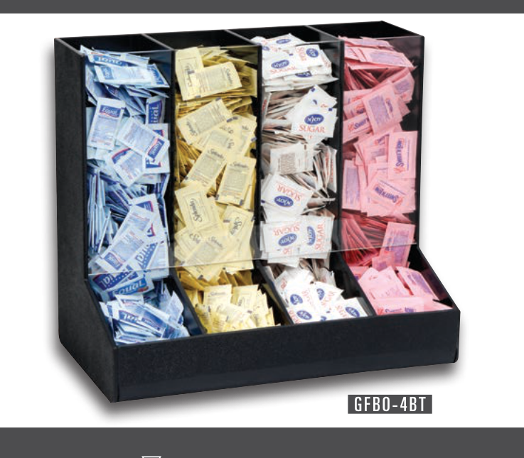 Product image #4 for Dispense-Rite GFBO-4BT 4-Section Black Polystyrene Packeted Condiment Organizer