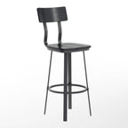 Thumbnail image #1 for Flash Furniture XU-DG-60582B-BLK-GG Armless Restaurant Bar Stool with Black Steel Frame, Wood Back, Beechwood Seat and Footring
