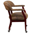 Thumbnail image #2 for Flash Furniture B-Z100-BRN-GG Upholstered Conference Chair, Brown Microfiber, Solid Back, Brass Nailhead Trim