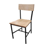 Thumbnail image #2 for Oak Street Timber CM-W702-2 Distressed Wood Side Chair with Wood Back and Seat, Tubular Metal Frame, Black Finish