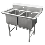 Thumbnail image #1 for IMC/Teddy SCS-24-1620 2-Compartment Stainless Steel Scullery Sink, 36"W x 24"D x 44"H, 14"D Bowls, 10" Backsplash, 14 Gauge