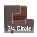 Thumbnail image #1 for ATSMFG ATS AT&S-ATQ-K42-BT GR7 Kevin Three Quarter Circle Booth, single, 48" x 90" x 90" x 48"long x 42" high, Sewn Button-tuft back, removable