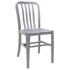 Thumbnail image #1 for JustChair Manufacturing Industrial Collection A22018-FSC-GR2 Metal Slat Back Upholstered Fixed-Seat Side Chair, Aluminum Frame, Navy
