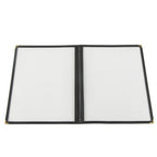 Thumbnail image #1 for CAC China MCP2-911BK Vinyl 2-Pocket Booklet Menu Cover, 8-1/2" x 11", Clear Double-Sided View, Brass Corners, Black Trim Case of 100
