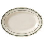 Thumbnail image #1 for Vertex China Del Mar Green DMG-13 Vitrified China Oval Platter, 11-1/2", Wide Rim, Rolled Edge 1 Dozen