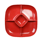 Thumbnail image #1 for Thunder Group Passion PS1515RD 5-Compartment Melamine Chip & Dip Platter, 15" Square, Red Case of 12