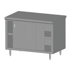 Thumbnail image #1 for SPG International Universal Stainless 4CBT-30D Enclosed Stainless Steel Work Table with Sliding Doors, 48"W x 30"D, 16-Gauge 300 Series Top