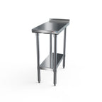 Thumbnail image #1 for NBR Equipment TS-F2430 Stainless Steel Filler Table, 24"W x 30"D x 37-1/4"H, 18 Gauge Top, 1-1/2"H Backsplash, Adjustable Undershelf