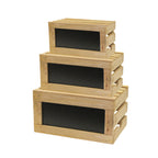 Thumbnail image #1 for TableCraft Products Rustic Risers RCBCRATE1 Wood Rectangular Crate Riser Set, 3-Piece Nesting with Chalkboard
