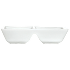 Thumbnail image #1 for International Tableware Elite EL-202 Rectangular Porcelain Sauce Dish, 2 Compartments, 4-3/8 x 2-1/4 x 1 in Case of 3 Dozen