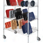 Thumbnail image #5 for Channel Manufacturing W3TD-3 Mobile Aluminum Wire Glass/Oval Tray Drying Rack, 3 Shelves, 45-Tray Capacity, 2.75-Inch Slots