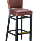 Thumbnail image #1 for G & A Commercial Seating Oxford 9626NH PS5 Commercial Upholstered Barstool with Padded Back and Seat, Nailhead Trim, Footrest and Beechwood Frame