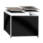 Thumbnail image #1 for Eastern Tabletop ZK901DBKS Mobile Collapsible Buffet Table Frame, Double-Tile, Stainless Steel, Black Panels, Locking Casters, 44"W x 31"D x 32"H