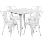 Thumbnail image #1 for Flash Furniture ET-CT002-4-30-WH-GG Square Table and 4-Chair Set, White, 31-1/2" Table