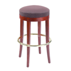 Thumbnail image #1 for G & A Commercial Seating Demi 117 Backless Round Upholstered Barstool with Brass Footring and European Beechwood Frame