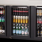 Thumbnail image #5 for Everest Refrigeration EBB90G-24 Three-Section Back Bar Refrigerator, 28 Cu. Ft., 3 Glass Hinged Doors, Black Exterior, Stainless Steel Top