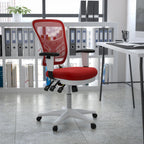 Thumbnail image #2 for Flash Furniture Nicholas HL-0001-WH-RED-GG Adjustable-Height Swivel Task Chair with Mesh Back, Padded Upholstered Seat, and Casters