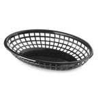 Thumbnail image #1 for New Star Foodservice Inc. 44140 Stackable Oval Plastic Fast Food Basket, Black, 9-1/4" x 6" Case of 3 Dozen