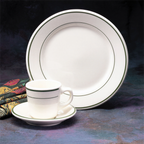 Thumbnail image #2 for 1880 Hospitality Niagara by Oneida® F1500001741 Soup Bowl, 24 oz, 9", Rim Deep, Rolled Edge, Cream White with Green Lines Case of 2 Dozen