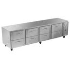 Thumbnail image #1 for Victory Refrigeration VURD119HC-8 Undercounter Refrigerator, 4-Section, 8-Drawer, 118-7/8"W, Side-Mounted Self-Contained Refrigeration