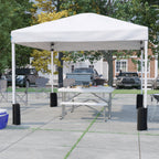 Thumbnail image #2 for Flash Furniture Harris JJ-GZ10PKG103-WH-GG 10' x 10' White Pop-Up Canopy Tent with Folding Table and 2 Folding Benches Set