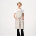 Thumbnail image #1 for Chef Works ABS04-ECR-0 Canvas Bib Apron, Ecru, 80% Recycled Polyester/20% Cotton, Detachable Snap Straps, Two Hip Pockets
