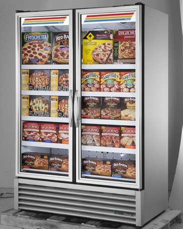 Product image #7 for True Full-Length Two-Section Glass Door Freezer Merchandiser, Self-Contained, Bottom-Mounted, Black, -10°F