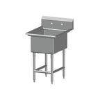 Thumbnail image #1 for SPG International Universal Stainless 1SL1824 1-Compartment Stainless Steel Sink, 24" x 18" x 14" Bowl, 9" Backsplash, Legs & Crossrails