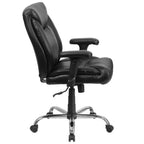 Thumbnail image #2 for Flash Furniture Hercules GO-2073-LEA-GG Big & Tall Mid-Back Swivel Task Chair, Bonded Leather, Adjustable Arms, Chrome Caster Base