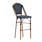 Thumbnail image #1 for Flash Furniture SDA-AD642001-BS-NVYWH-NAT-GG Stacking Outdoor Bar Stool, 30-Inch Bar Height, Navy/White Synthetic Wicker, Armless