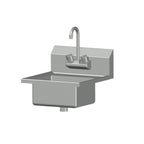 Thumbnail image #1 for SPG International Universal Stainless CHS-1 Wall-Mounted Stainless Steel Hand Sink, 12"W x 10"D x 6" Deep, Gooseneck Faucet, 7" Backsplash