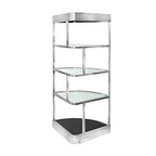 Thumbnail image #1 for Eastern Tabletop Grab n' Go ST1860G Mobile 4-Tier Buffet Display System, Stainless Steel, Removable Glass Shelves, 33-1/2"W x 22"D x 74-3/4"H