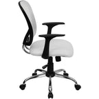 Thumbnail image #2 for Flash Furniture H-8369F-WHT-GG Swivel Task/Office Chair, Adjustable Height, Mesh Mid-Back, Upholstered Seat, Casters