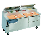 Thumbnail image #1 for La Rosa Refrigeration L-15196-28 Refrigerated Pizza Prep Table, 4-Section, 4 Doors, Remote Refrigeration, Stainless Steel, 96" W x 28" D