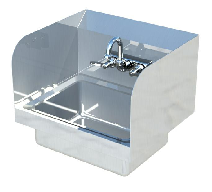 Product image #4 for Wall Mounted Stainless Steel Hand Sink with Side Splash Guards and 14 x 10 Inch Bowl