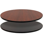 Thumbnail image #1 for Oak Street MB42ROUND Round Reversible Table Top, 42" Diameter, 1" Thick, Melamine, Mahogany/Black, Black Rubber T-Mold Edge
