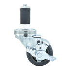 Thumbnail image #1 for BK Resources 3SBR-2RA-GR-TLB Swivel Stem Caster with Top-Lock Brake, 3-Inch Gray Rubber Wheel, 250-lb Capacity