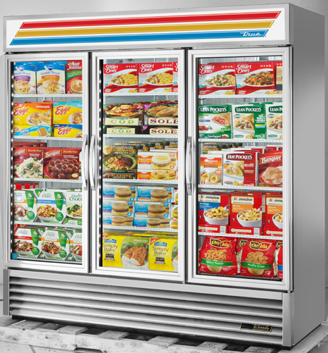 Product image #6 for True GDM-72F-HC~TSL01 3-Section Glass Door Freezer Merchandiser, Self-Contained Bottom-Mount, White