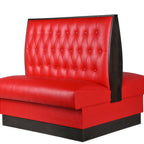 Thumbnail image #1 for ATSMFG ATS AT&S-QAD-W42-BT-BRD MFG Double Upholstered Booth, Bright Red Button-Tufted, Dark Walnut Wood Caps, 45-1/2"L x 42"H