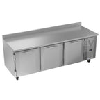Thumbnail image #1 for Victory Refrigeration VWR93HC 93-1/8" Three-Door Stainless Steel Worktop Refrigerator with Side-Mounted Self-Contained Refrigeration