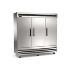 Thumbnail image #1 for MVP Group LLC Kool-It Infinity KIN72R-HC Three-Section Reach-In Refrigerator, Solid Hinged Doors, Stainless Steel, Bottom-Mount Refrigeration