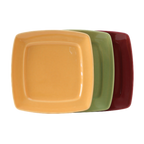 Thumbnail image #1 for Tuxton China DuraTux®© DYH-080L Ceramic Square Plate, 8-1/8-Inch, Wide Rim, Assorted Colors Case of 2 Dozen
