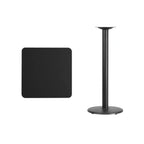 Thumbnail image #2 for Flash Furniture XU-BLKTB-2424-TR18B-GG Bar-Height Square Pedestal Table, 24"W x 24"D, Black Laminate