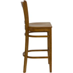 Thumbnail image #2 for Flash Furniture Hercules XU-DGW0008BARVRT-CHY-GG Armless Commercial Bar Stool with Vertical Wood Slat Back and Cherry-Finish Beechwood Seat